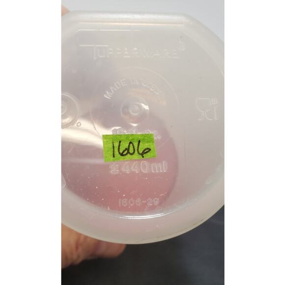 Tupperware VINTAGE Modular Mate, Round 15 oz sheer w/Orange Lid 1606 - Picture 2 of 5